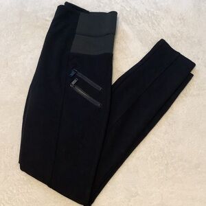 Ci Sono High Waist Black Seamed Leggings with Zipper Detail, Medium